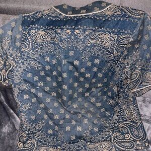 Used once AMIRI Denim Shirt with Beige Patterns